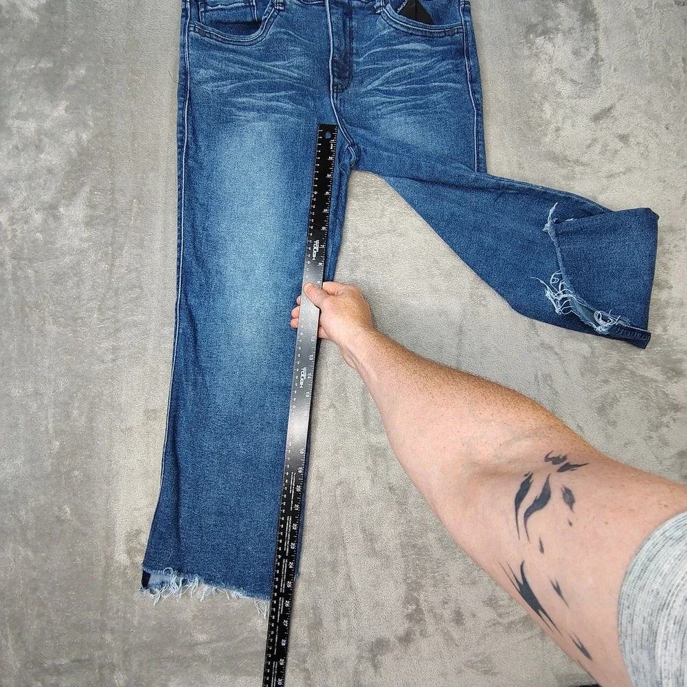 Democracy Jeans Womens 10 Blue Flare Leg AB Solution Medium Wash Stretch Denim‎